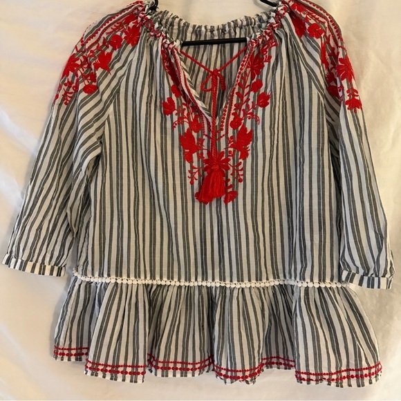 Kate Spade New York Broom Street Striped Net Embroidered Peplum Top – Medium - Picture 2 of 5